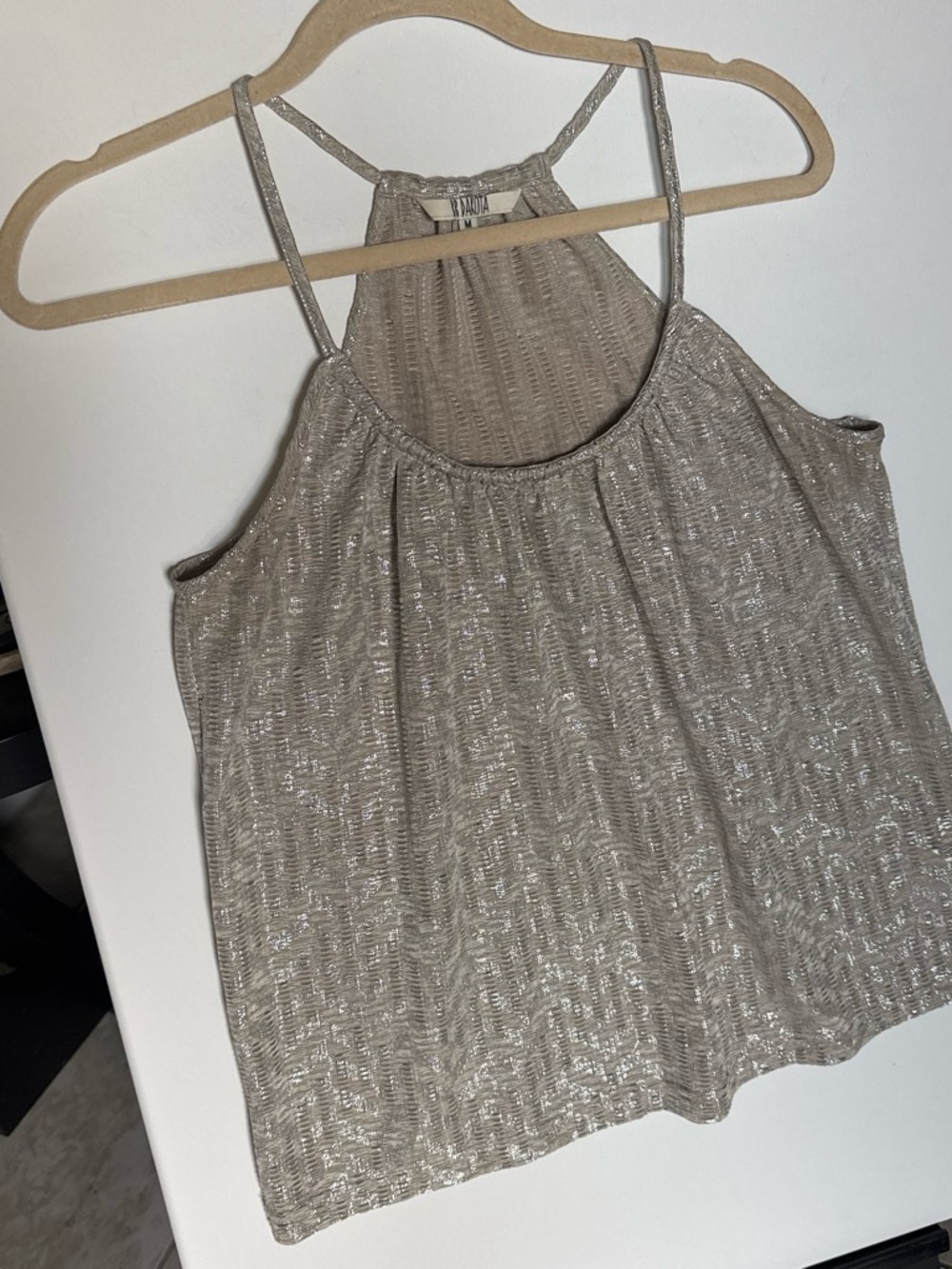 BB Dakota shimmery Taupe Halter Camisole Tank Top